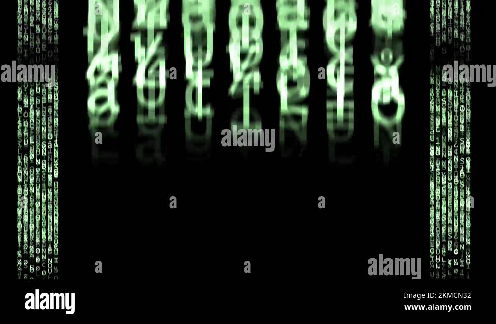 Left and right stripes of rolling numbers and letters in pale green on