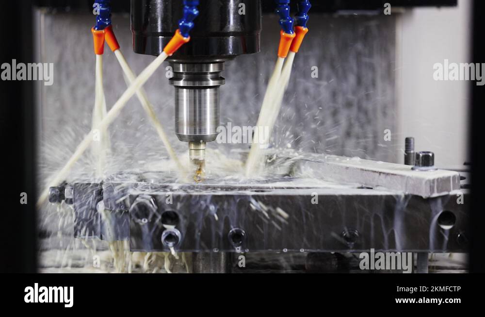 Turning lathe in action. Facing operation of metal blank on turning