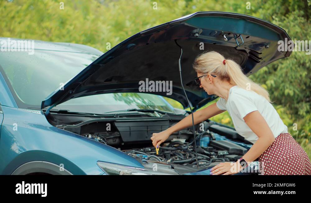 Engine Damage Troubles.Car Engine Overheating.Auto Failure Accident