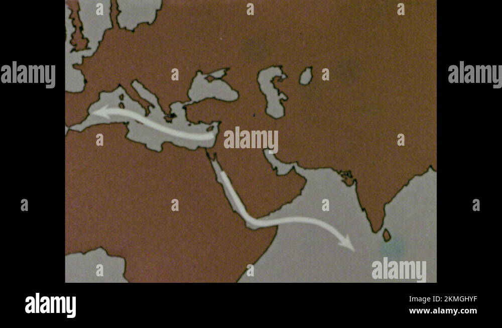 1950s: Map of ancient civilizations in Middle East. Arrows on map show ...