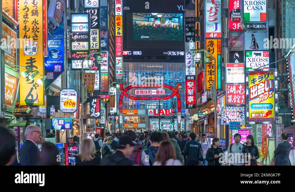 Tokyo Japan time lapse 4K, night timelapse at Shinjuku Kabukicho Street