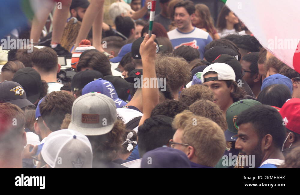 Soccer fans celebrate in the streets after Italy wins Euro world cup