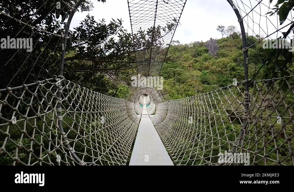 Suspended hanging rope bridge at Masungi Georeserve in Rizal ...