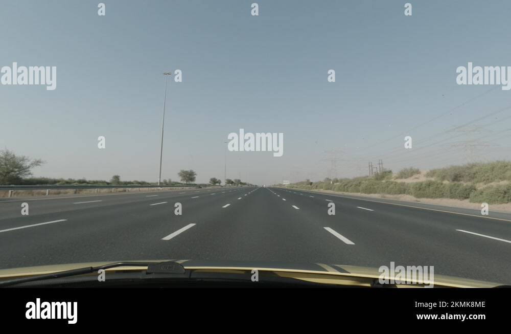 DJI Osmo Action POV while driving smoothy on a desert freeway Stock