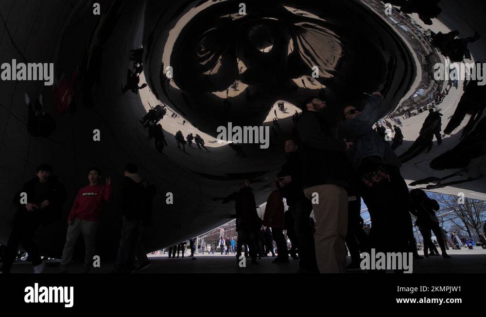 Under Cloud Gate aka The Bean, Chicago, Illinois USA. People Walking ...