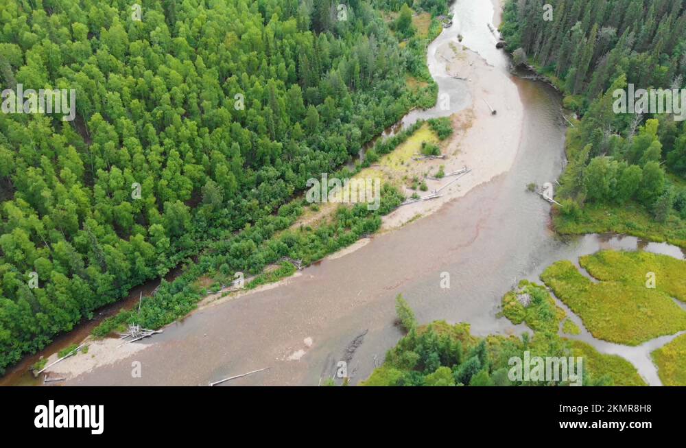 4K Drone Video of meanering Chena River near Chena Hot Springs, Alaska