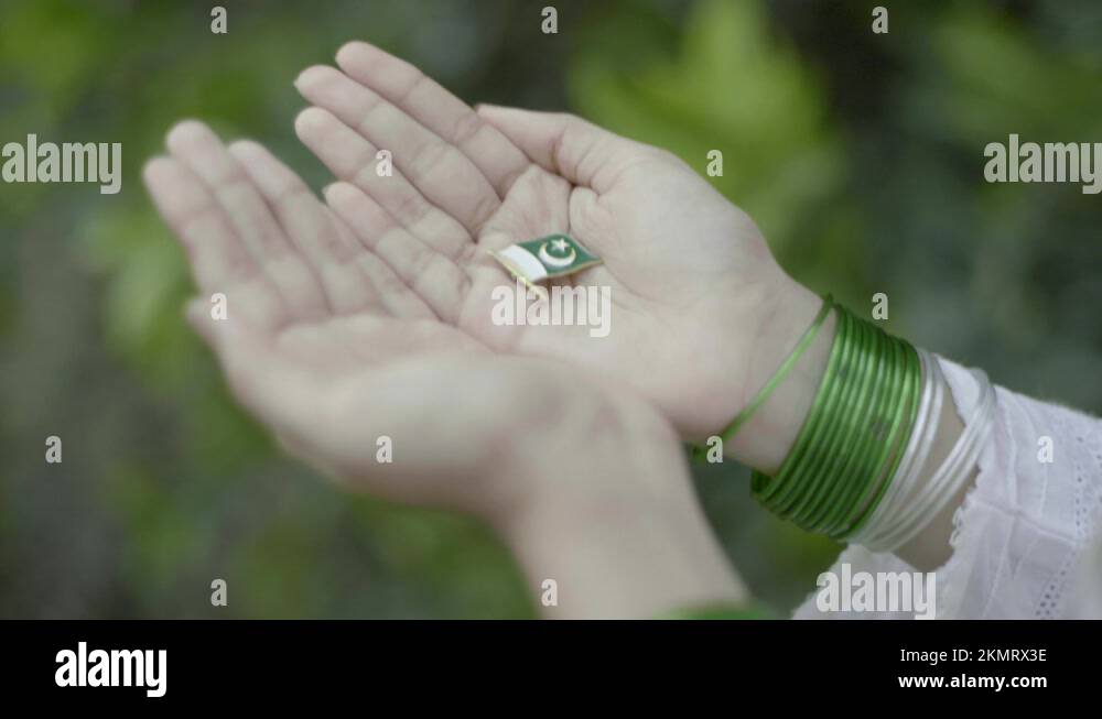 Revealing A Pakistan Flag Brooch Pin In Hands, Symbol Of Country Pride