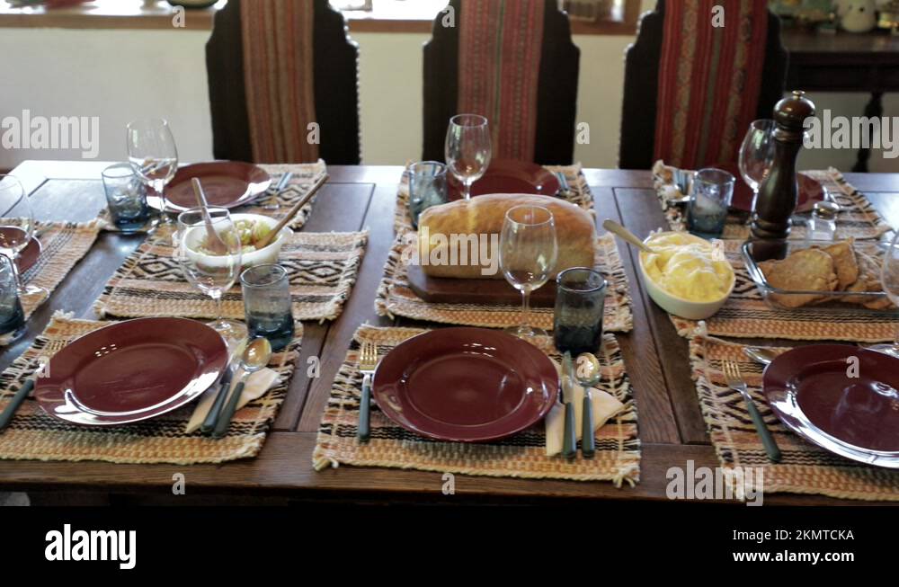 Rich grand buffet breakfast served on king size table Stock Video