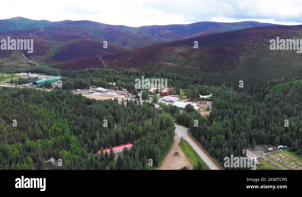 4K Drone Video of (dolly shot) Fire Damaged Hills around Chena Hot