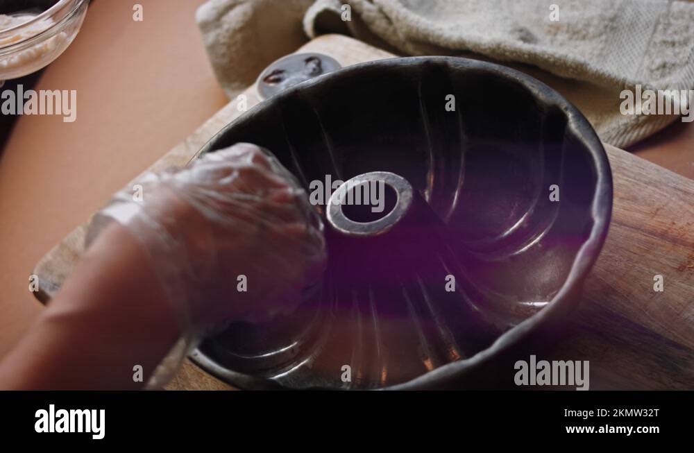 Grease the baking tin with grease. I make Pound Cake Stock Video