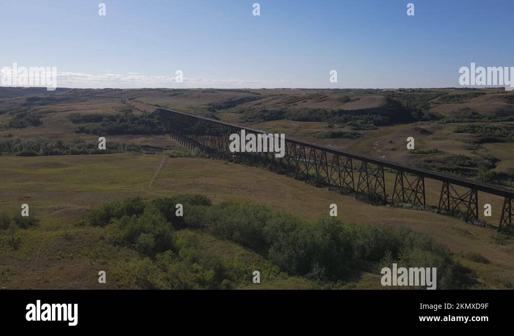 Drone footage of the Battle River Trestle Bridge in Wainwright, Alberta ...