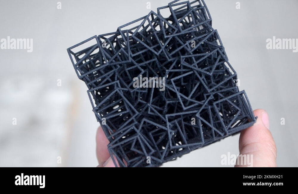 Man holding in his hand model that printed on 3D printer Stock Video ...