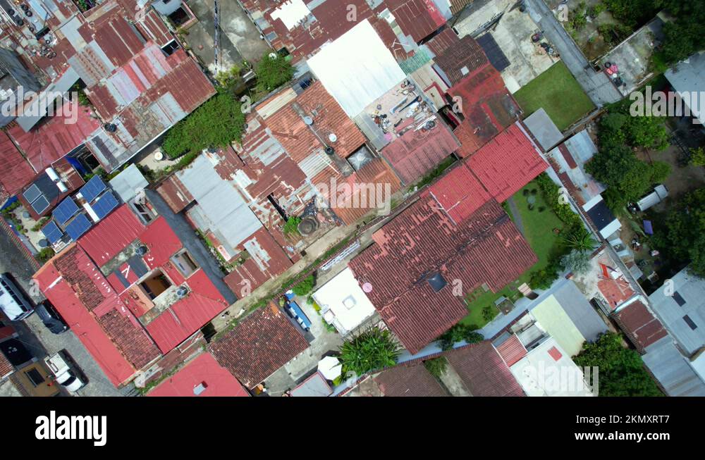 Drone footage of streets and colorful red rooftops of Antigua, Guatemala Stock Video Footage Alamy