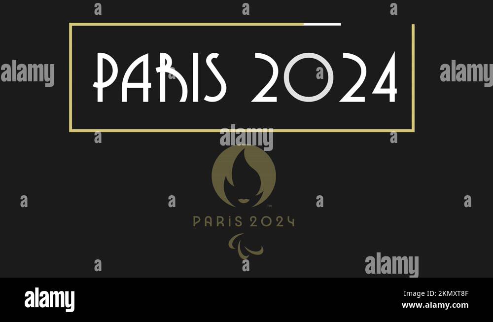 Paris 2024 Logo Emblem Of The 2024 Summer Olympics Appears On Black