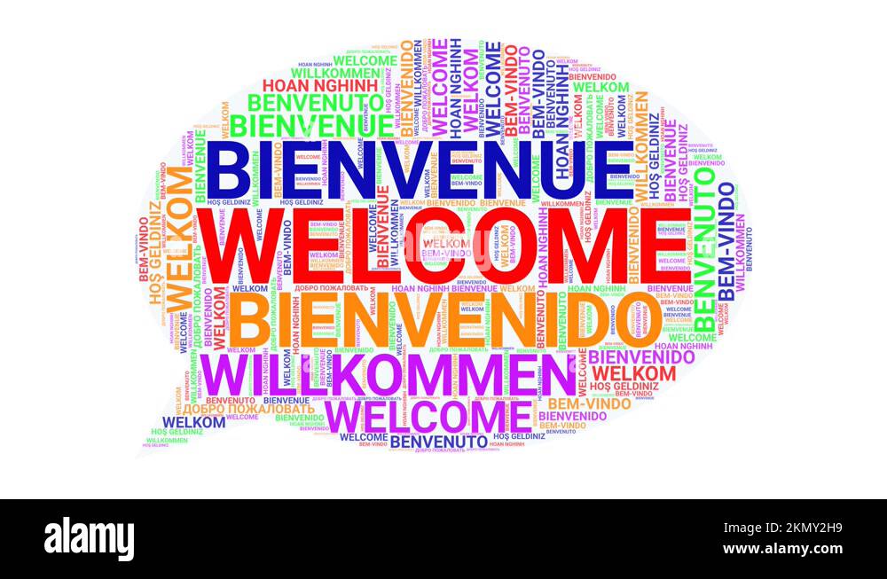 different languages word cloud colorful text 4K seamless loop