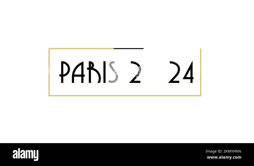 PARIS 2024 Art Deco Font in Gold and Black Color on White Background