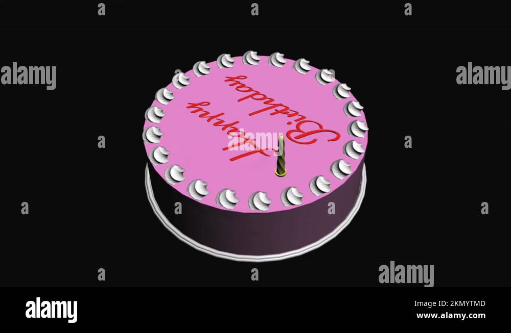 Rotating birthday cake in black background.Spinning birthday cake in a