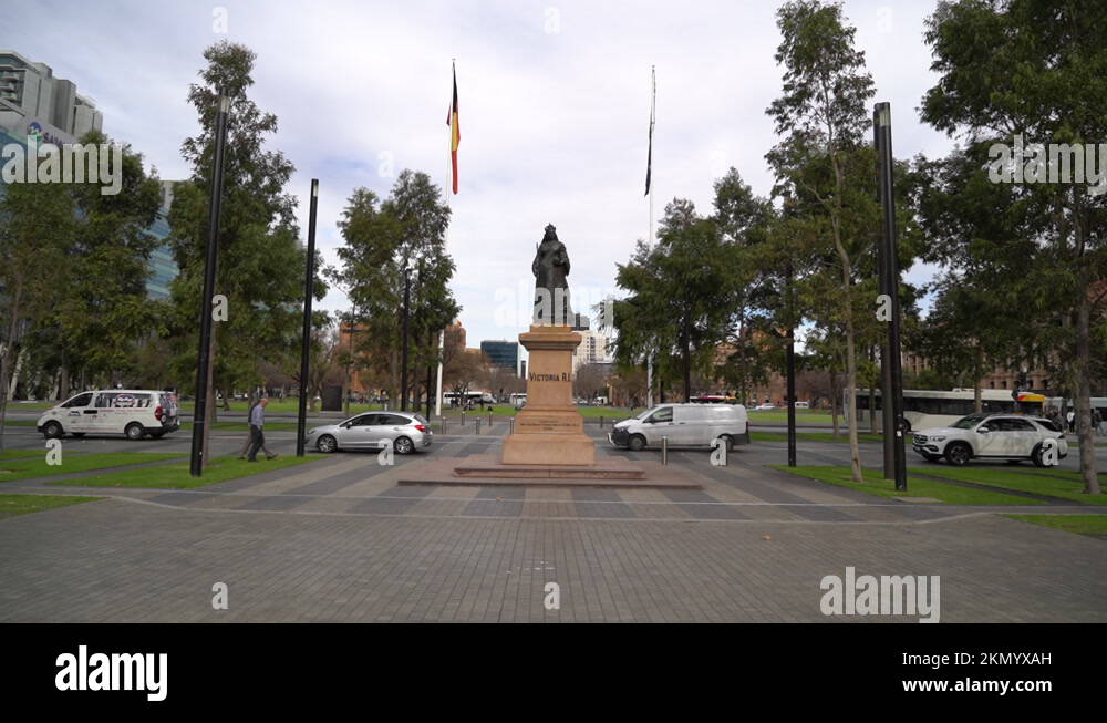 Statue of Victoria, famous visiting monument in Adelaide city, dolly