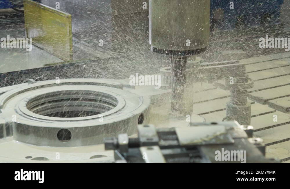 Milling Machine. Cutting Tool rotating.Removing Metrial.Huge Turbine ...