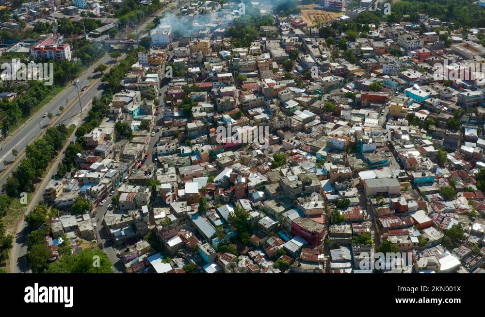 Slums of Santo Domingo Dominican Republic. Poor neighborhoods of houses