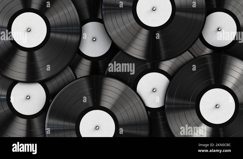 White label vinyl records looping 3D animation in UHD Stock Video