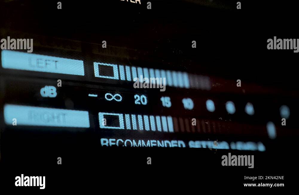 Audio signal levels monitoring audio console on classic sound amplifier