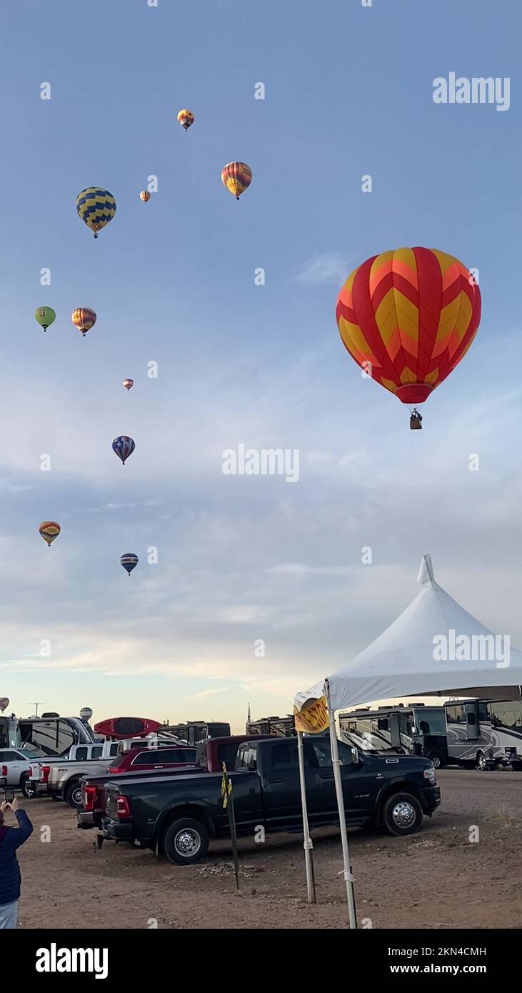 Hot Air Balloons flying over the RV’s at the Albuquerque Balloon Fiesta