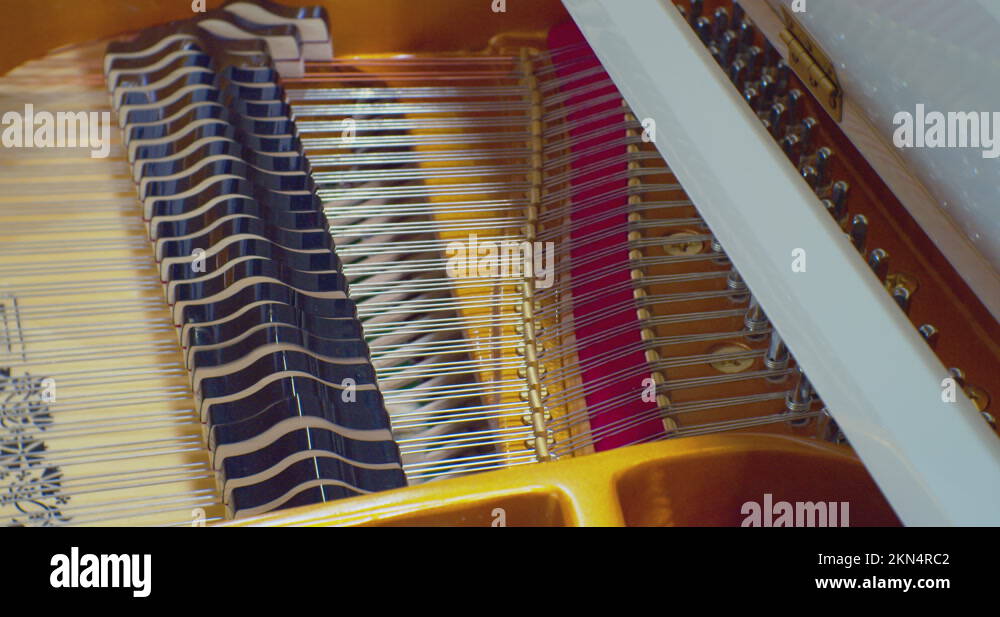 Piano inside, Internal structure of piano, hammers and keys.Closeup