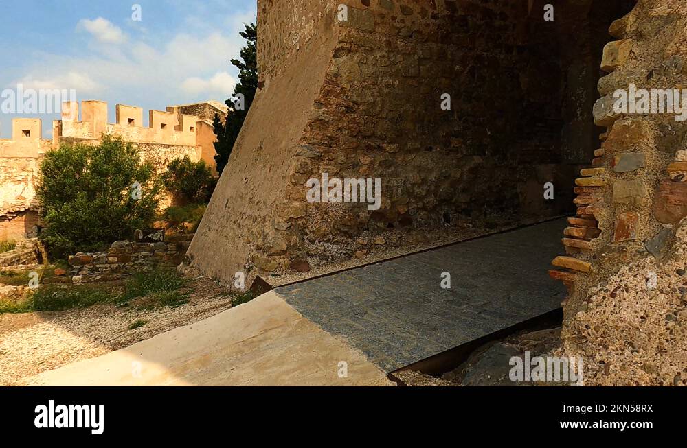 Spanish Roman Castle Fortress Ruin In Sagunto From Mural To Mural Stock