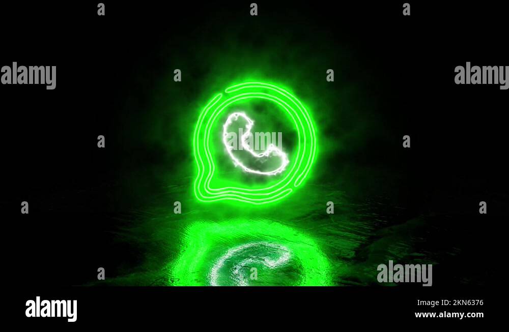 Whatsapp logo animation, whatsapp logotype animated in 4k, neon glowing