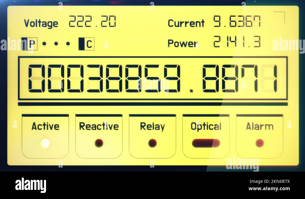 Contemporary electric meter device showing levels of energy consumption