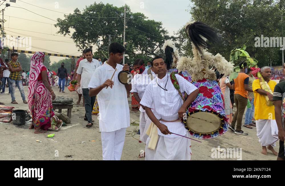 Dhak (Traditional indian percussion instruments) is being played by