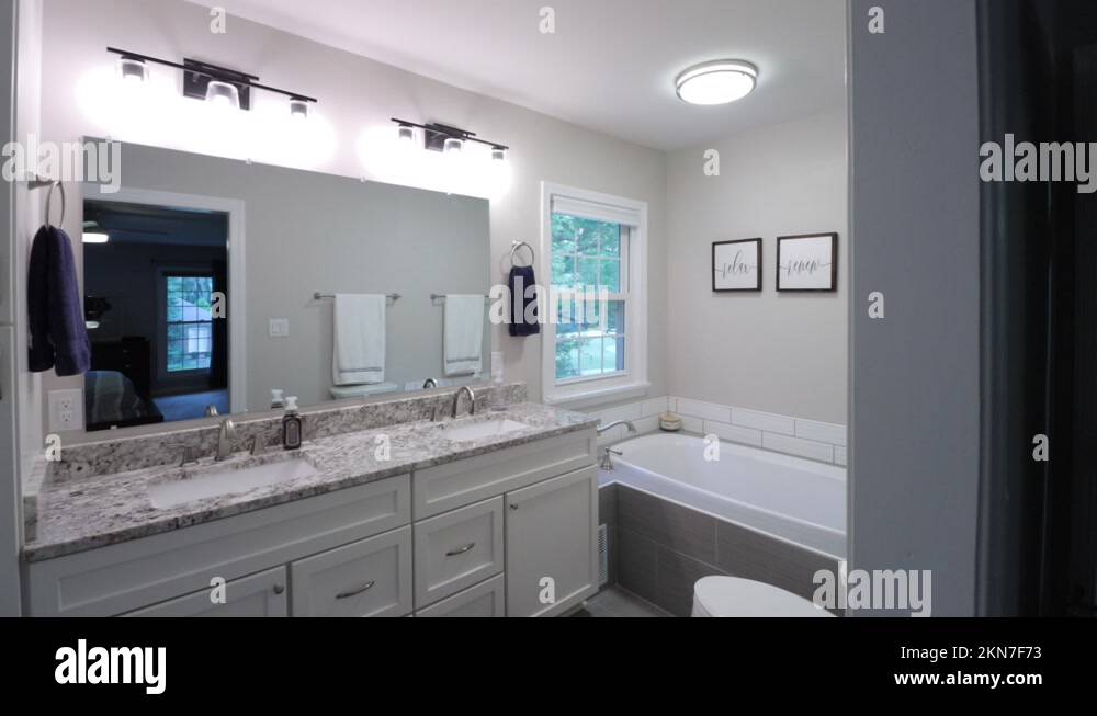 Gimbal Footage Pushing Into the Master Bathroom of a House in a Luxury