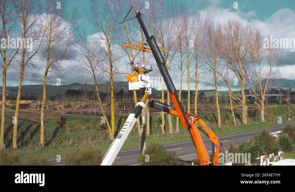 Overhead power lines ground maintenance Stock Videos & Footage HD and