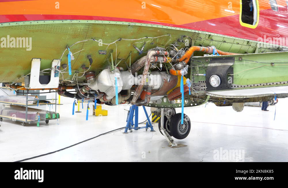 Close Up Of An Environmental Control System (ECS) Of An Aircraft. 4k