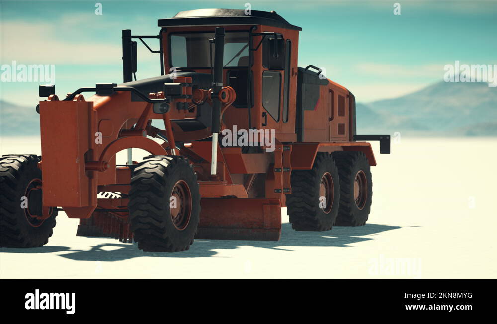 road grading machine on the salt desert road Stock Video Footage - Alamy