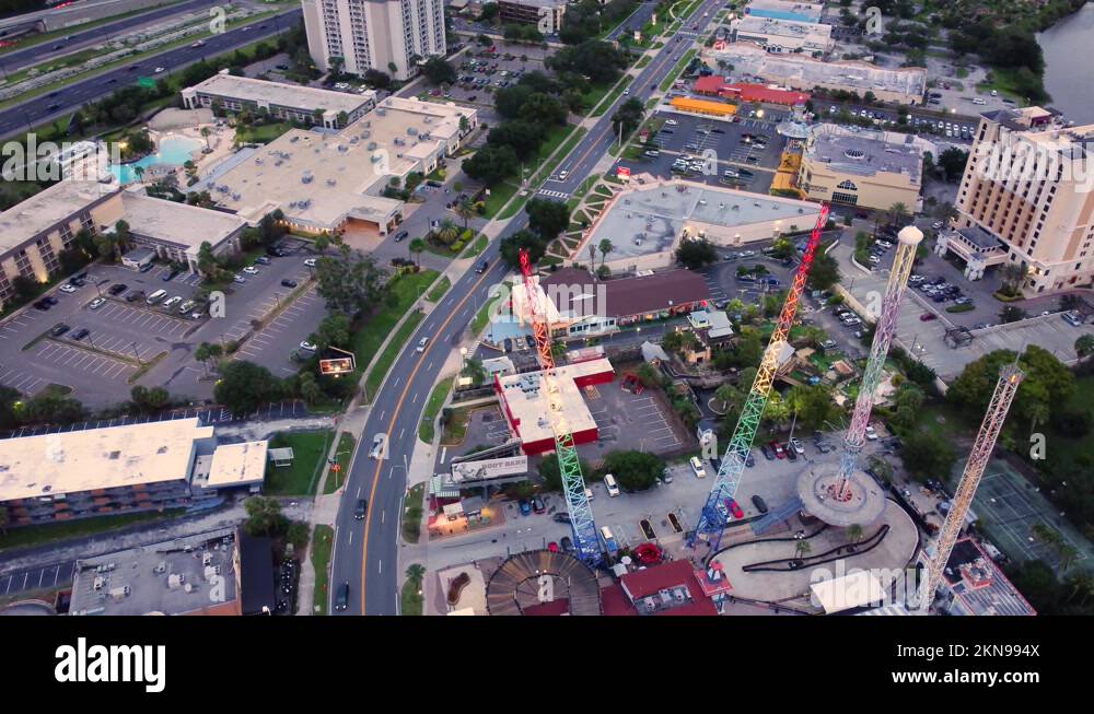 Orlando SlingShot amusement park and surrounding city view, Florida