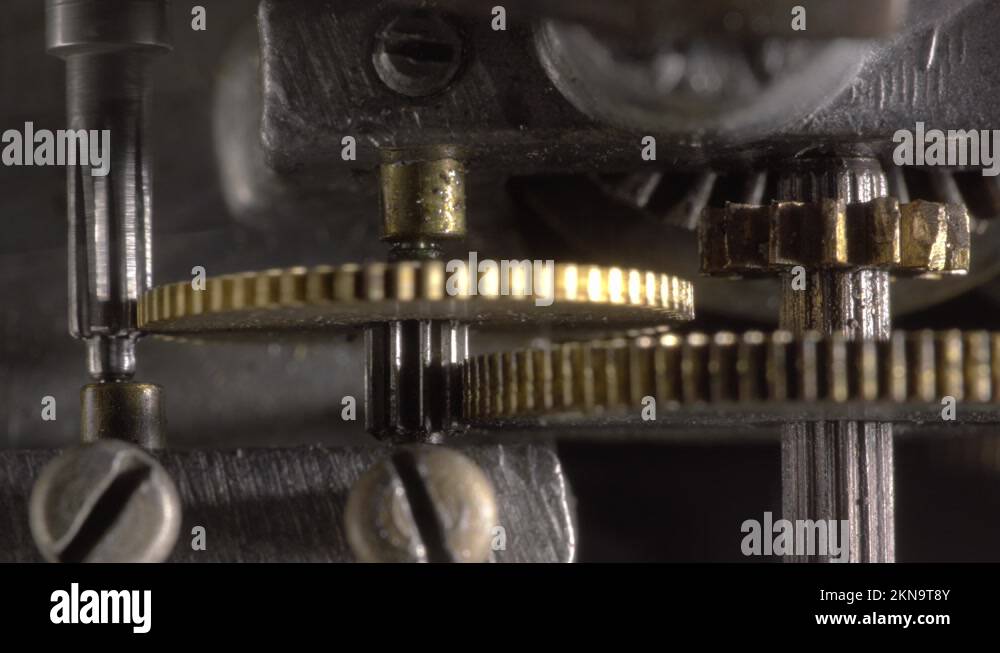 Rotating gears of the internal working mechanism. Closeup Stock Video