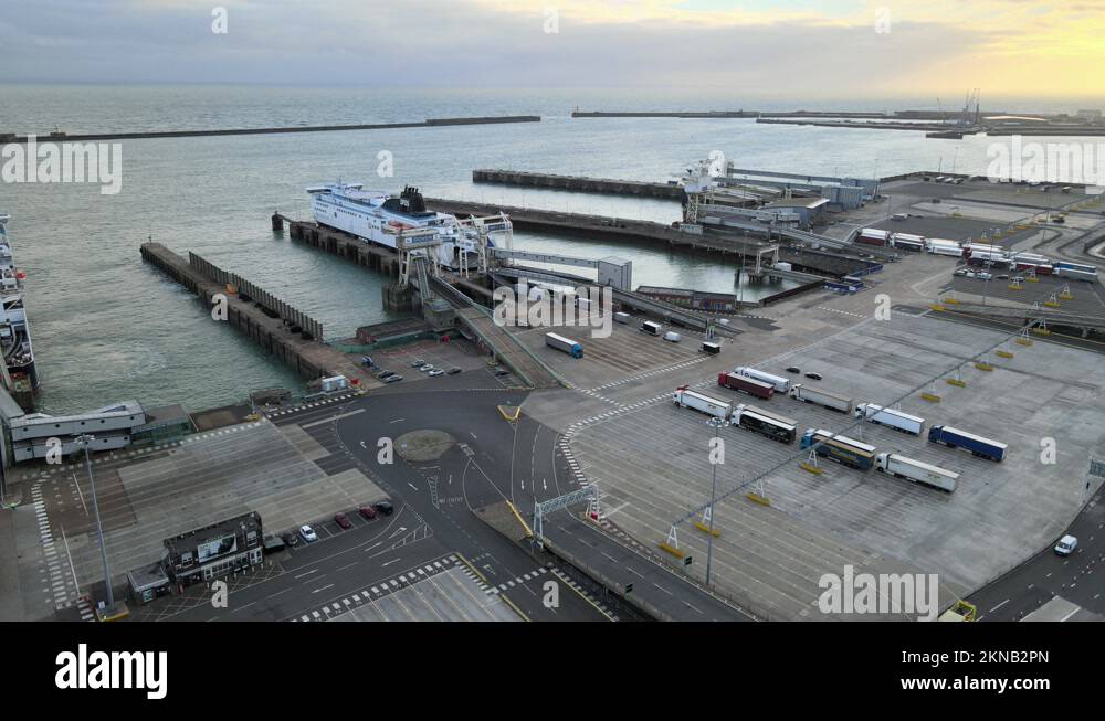 Vehicles and trucks Loading onto Ferry Port of Dover ,Ferry terminal
