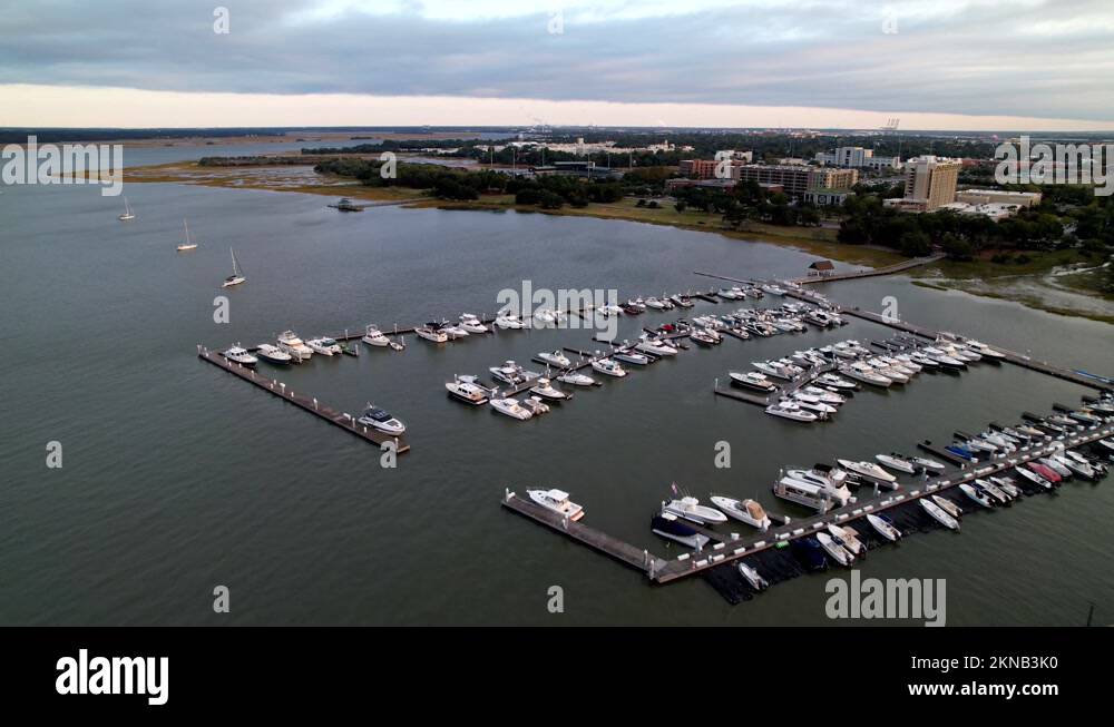 marina along ashley river in charleston sc, south carolina captured in