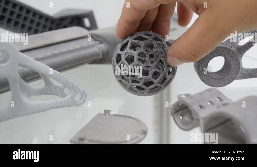 Plastic Model Printed on Powder 3D Printer from Powder by High Speed Sintering Stock Video