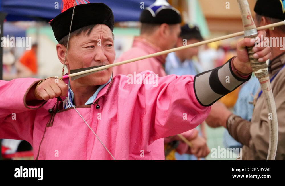 Archer in the Traditional Naadam Festival Archery Competition in
