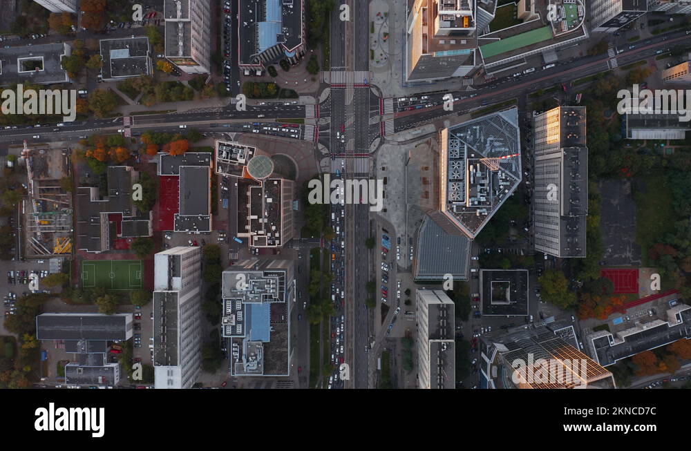 Aerial birds eye overhead top down descending footage of road ...
