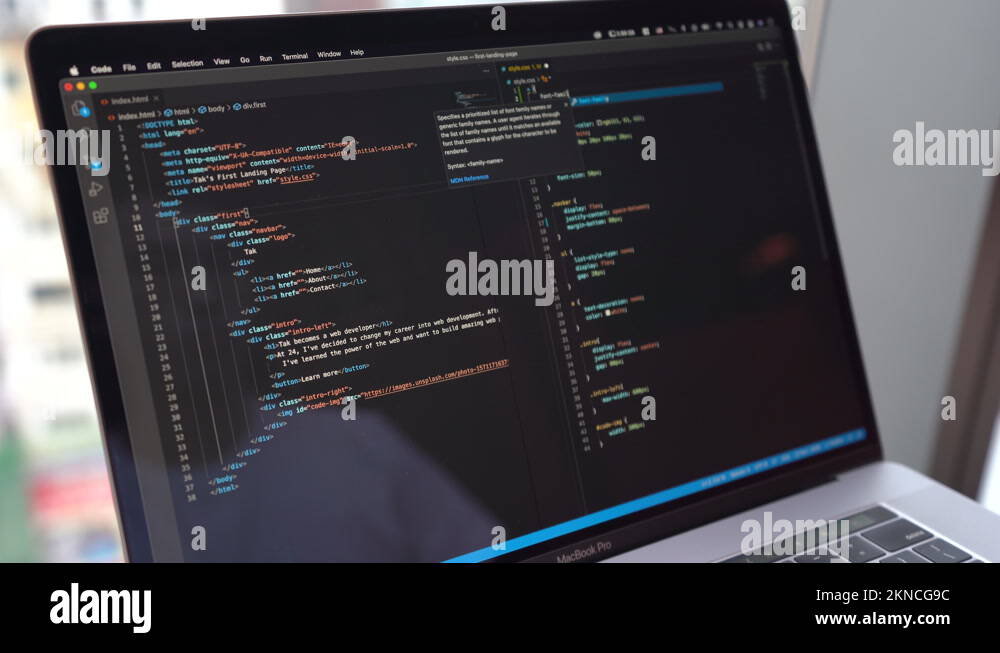 Writing And Coding CSS Cascading Style Sheets In Visual Studio Code