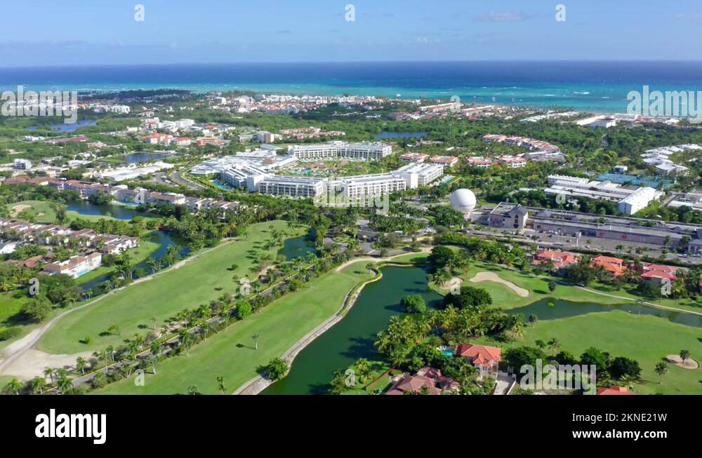 Flight over golf course with Caribbean and Paradisus Grand Cana resort Flight over golf course with Caribbean and Paradisus Grand Cana resort