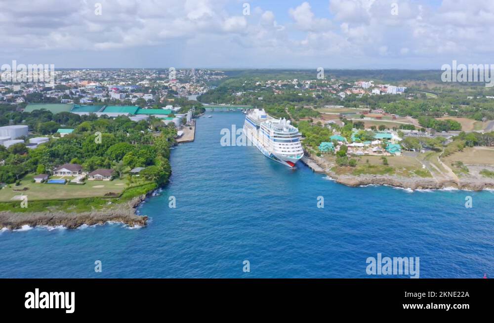 Big cruise ship docked at the La Romana marina, Dominican Republic