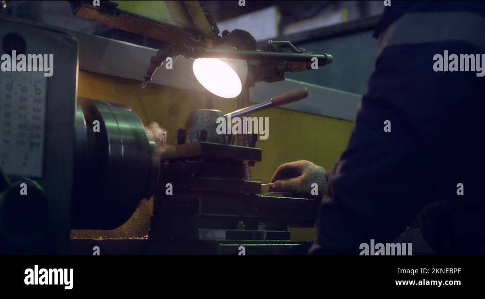 Automated lathe. The process of metal cutting at a modern production