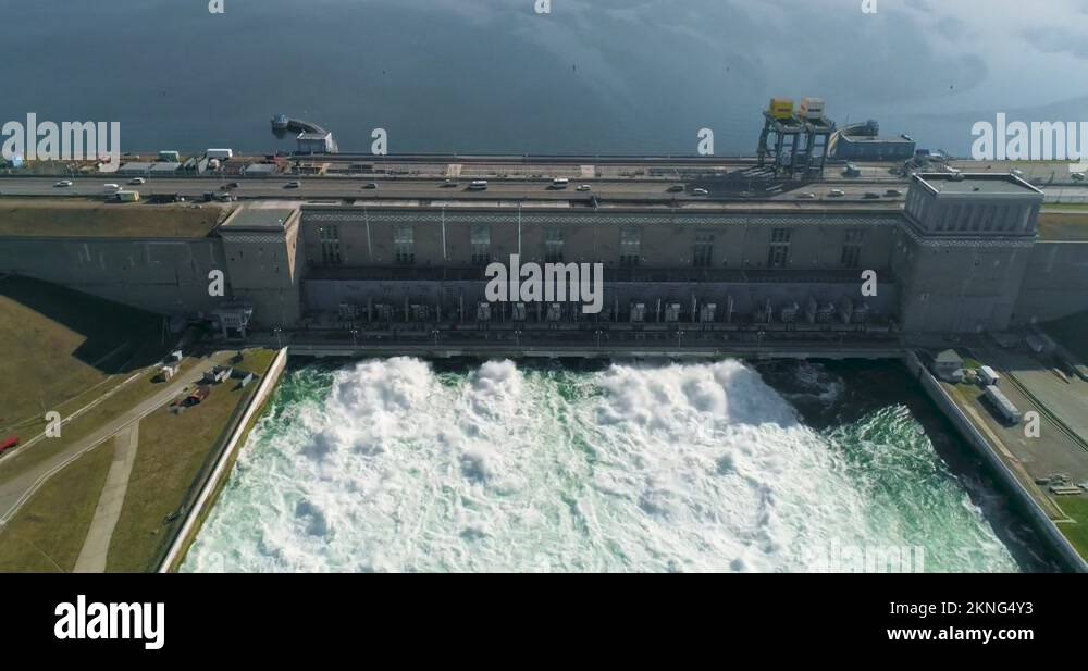 Spillway At Irkutsk Hydroelectric Power Station. Hydroelectric Complex