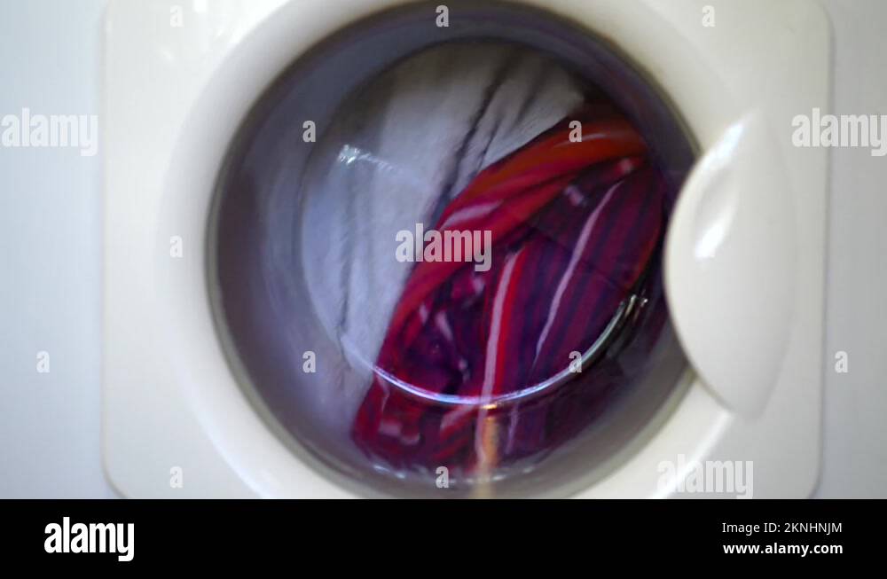 Washing Machine Spinning Laundry At Home, Cinematic Slow Motion Stock