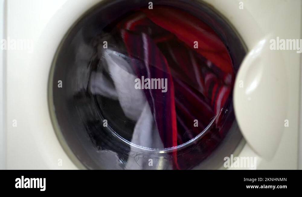 Washing Machine Spinning Laundry At Home, Cinematic Slow Motion Stock